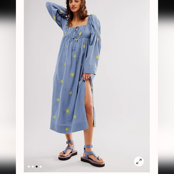 Free People Emory Embroidered MIDI Dress - Picture 2 of 15